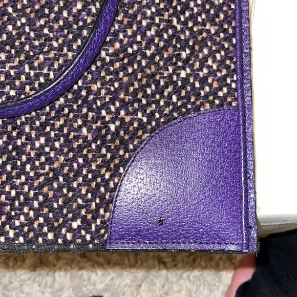 Prada Gray Tweed Tote Bag Grey Purple: VINTAGE - Picture 8 of 11